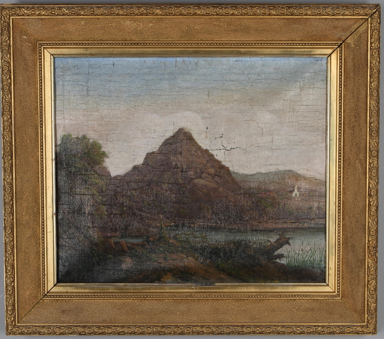 CARL PETER HALLBERG. Landskapsmotiv med kyrka, olja på duk, signerad.