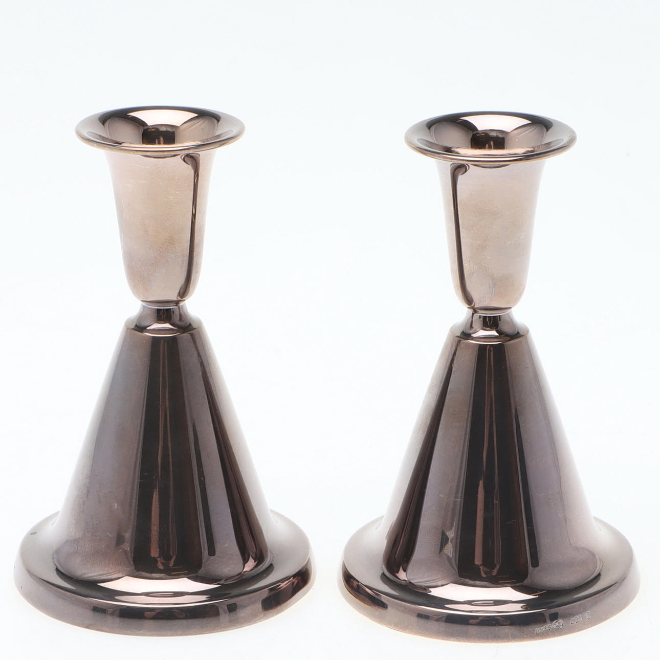 THORVALD MARTHINSEN. Candlesticks, a pair, silver, Norway.