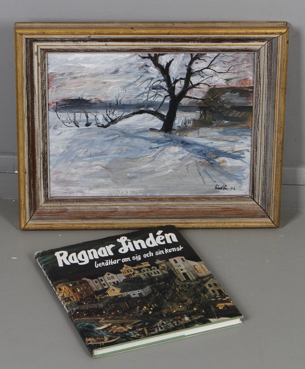 RAGNAR LINDÉN. "Den gamla pilen..", olja på pannå, signerad och daterad 1956.