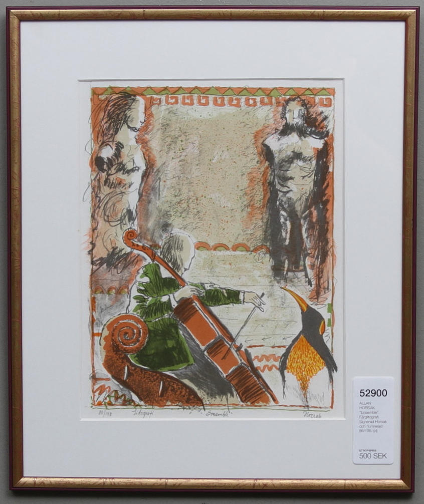 ALLAN HORSAK. "Ensemble". Färglitografi. Signerad Horsak och numrerad 86/195.