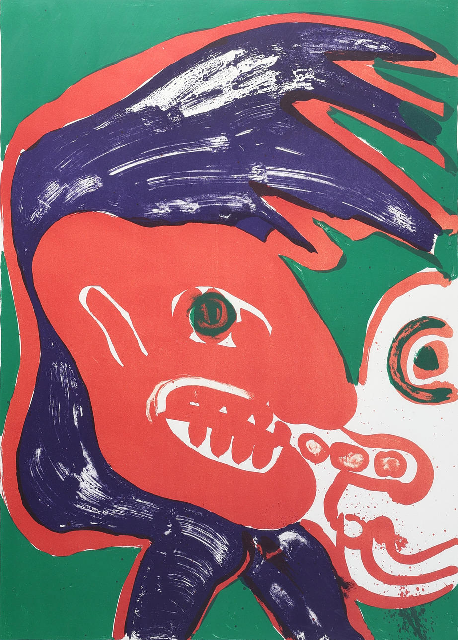 BENGT LINDSTRÖM. Lithograph, EA II/X. Composition with faces. Signed and numbered 79/100.