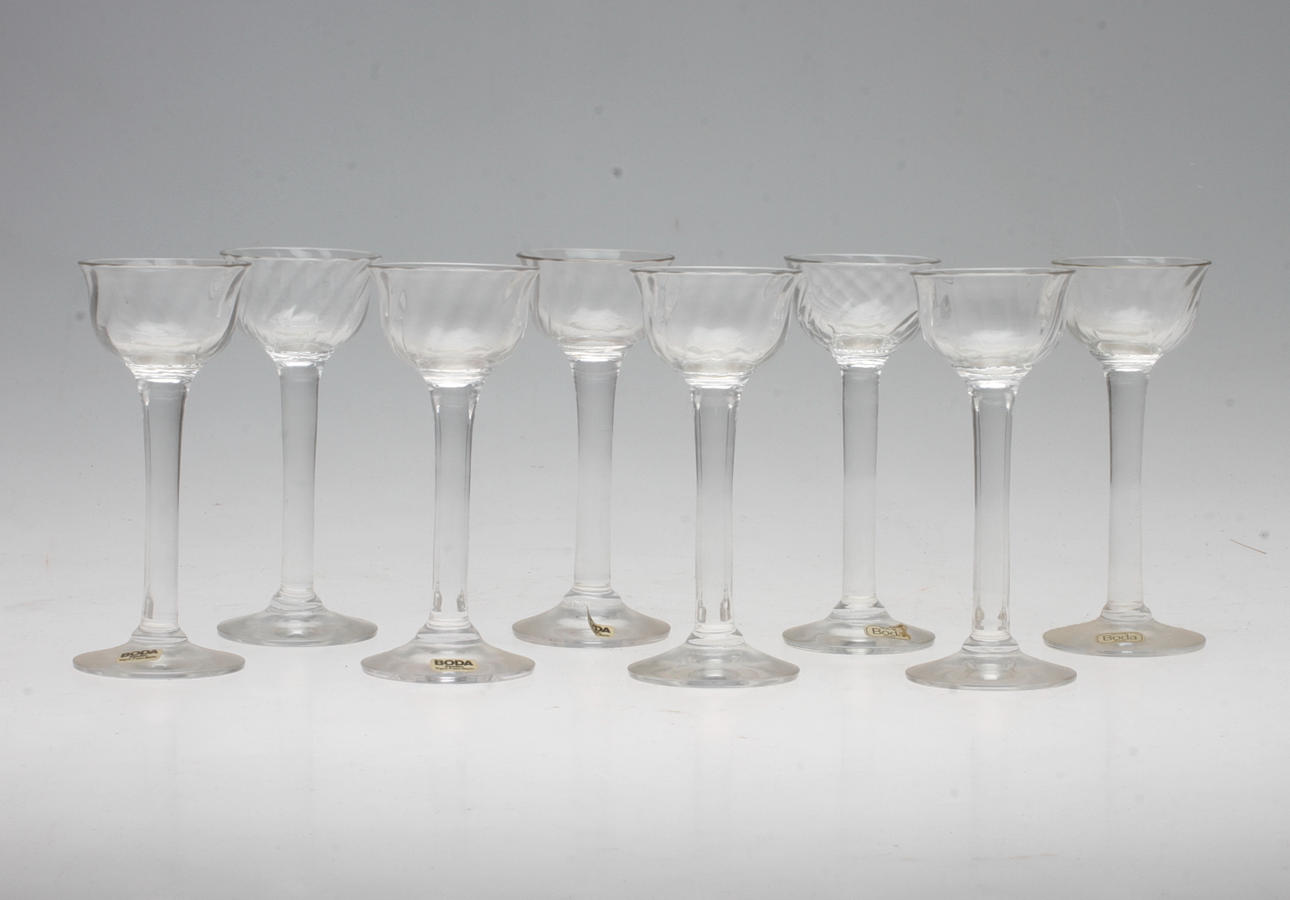 LIKÖRGLAS, 8 st, "Falstaff", Signe Persson-Melin, Boda.