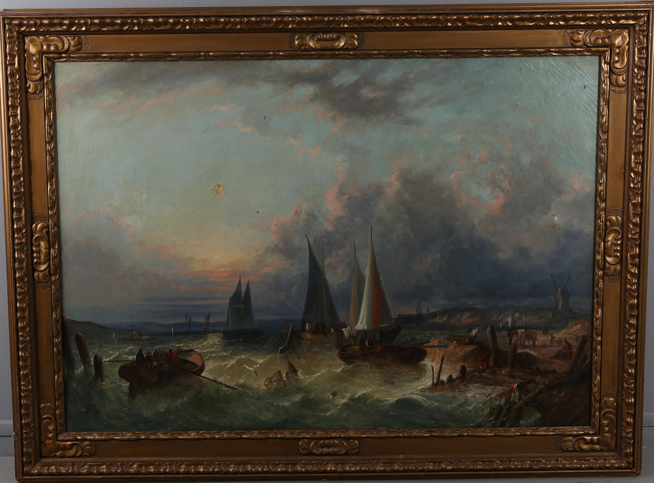 WILLIAM HARRY WILLIAMSON. Kustscen med fartyg, olja på duk signerad och daterad 1858.