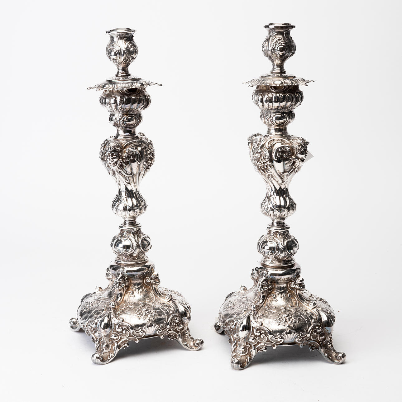KANDELABRAR, ett par, nysilver, rokoko-stil, WMF, Tyskland, 1900-talets början