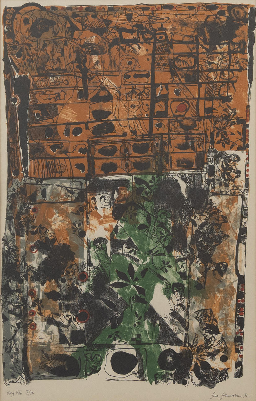 JENS JOHANNESSON. Composition with figures, lithograph no. 7/50, signed and dated -71.