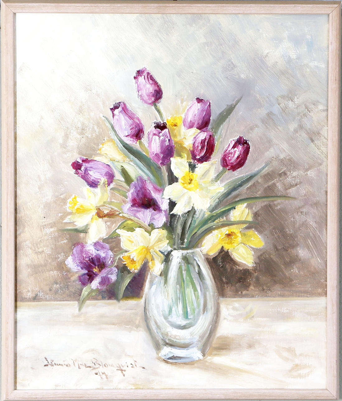 OIDENTIFIERAD KONSTNÄR. Stilleben, 2 st, olja på pannå, signerade och daterade.