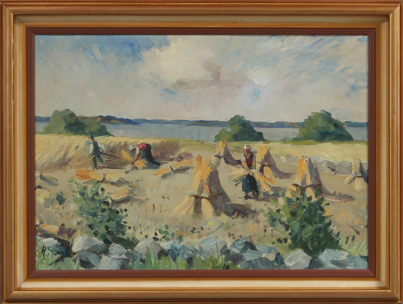 HENRY SKAGH. Skördetid, olja på duk, sign.