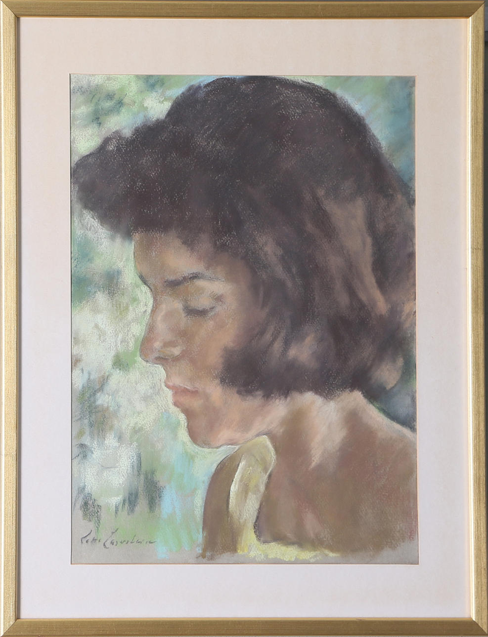 LOTTE LASERSTEIN. Kvinnoporträtt, pastell, signerad.