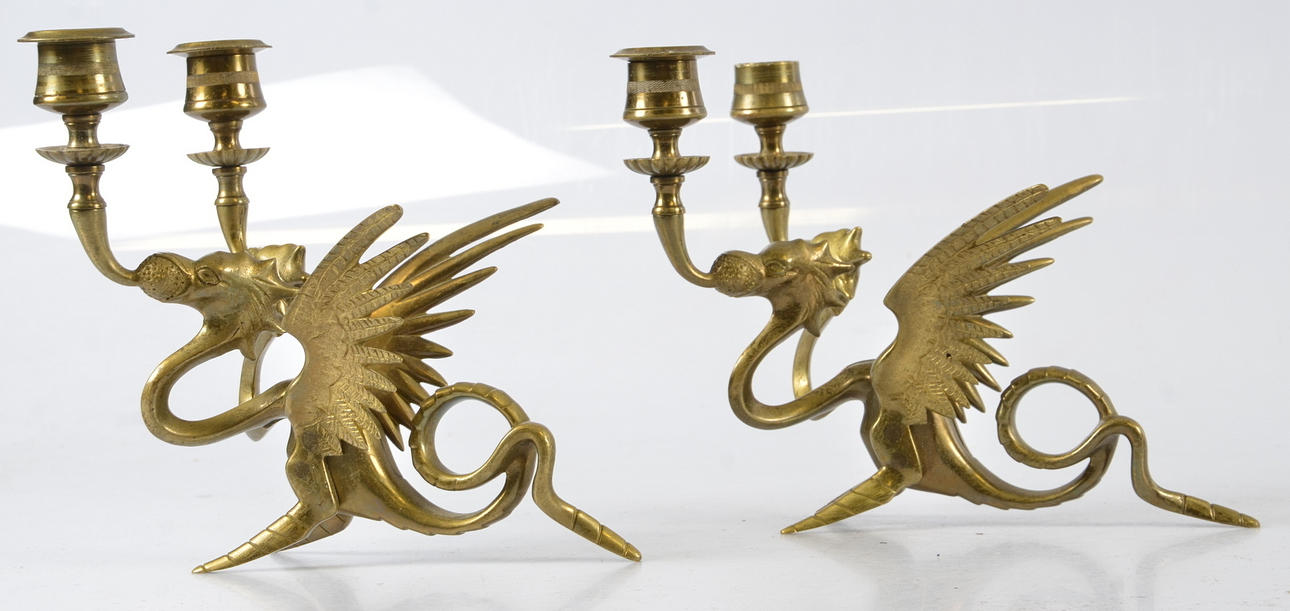 LJUSSTAKAR, 1 par, mässing, 1900-tal.