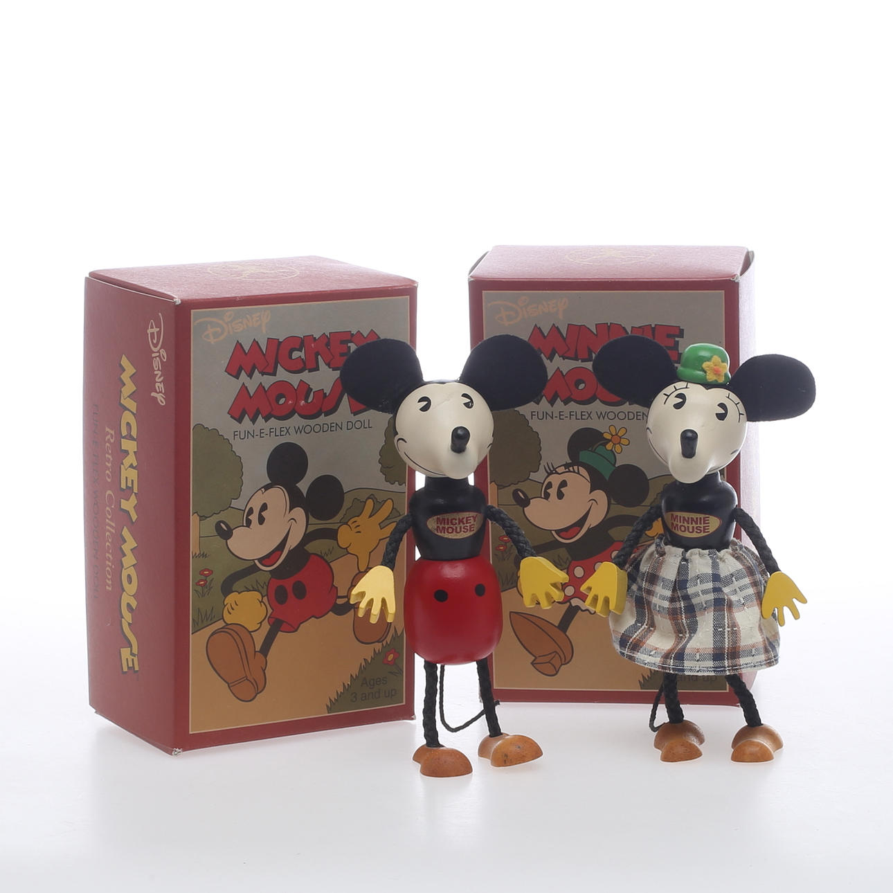 MUSSE och MIMMI PIGG, 2 st, trä, Schylling Toys, 1900-/2000-tal.