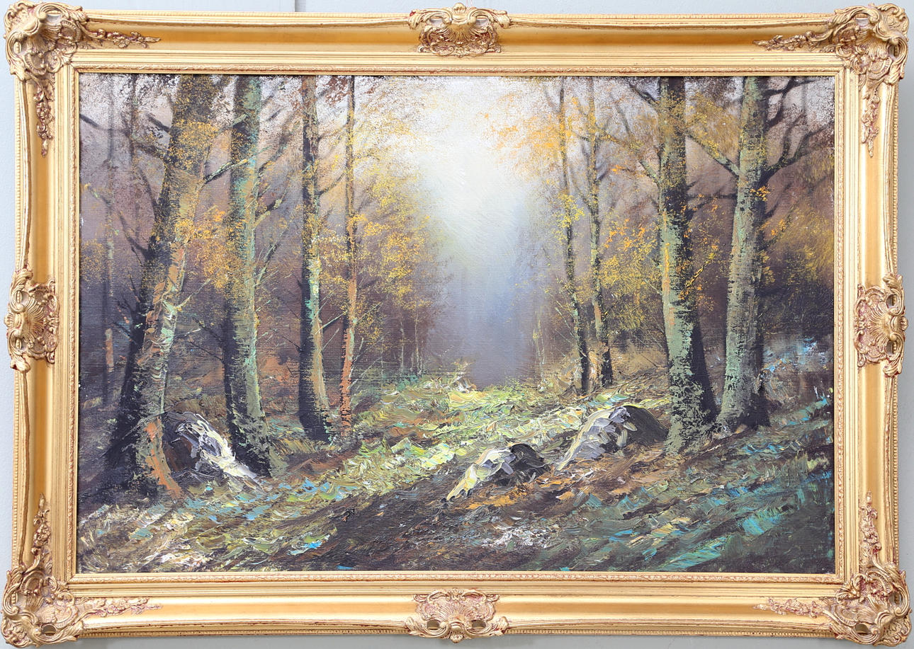 JOHN BERNEUER. Landskap, olja på duk, 1900-tal.