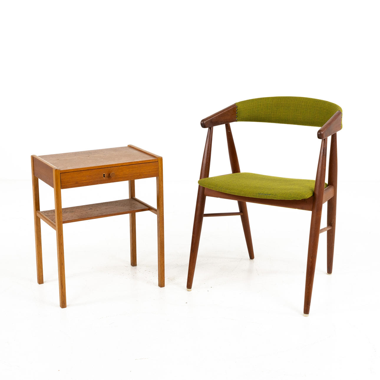 CHAIR AND SIDE TABLE. Teak, 1960s, including AB Bjärni.