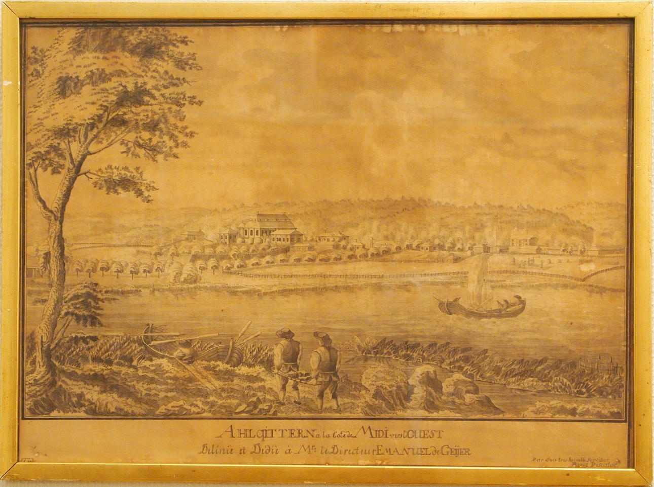 PER PISCATOR. Ahlquittern, dedication Emanuel De Geijer, signed Pierre Piscator. Dated 1773.