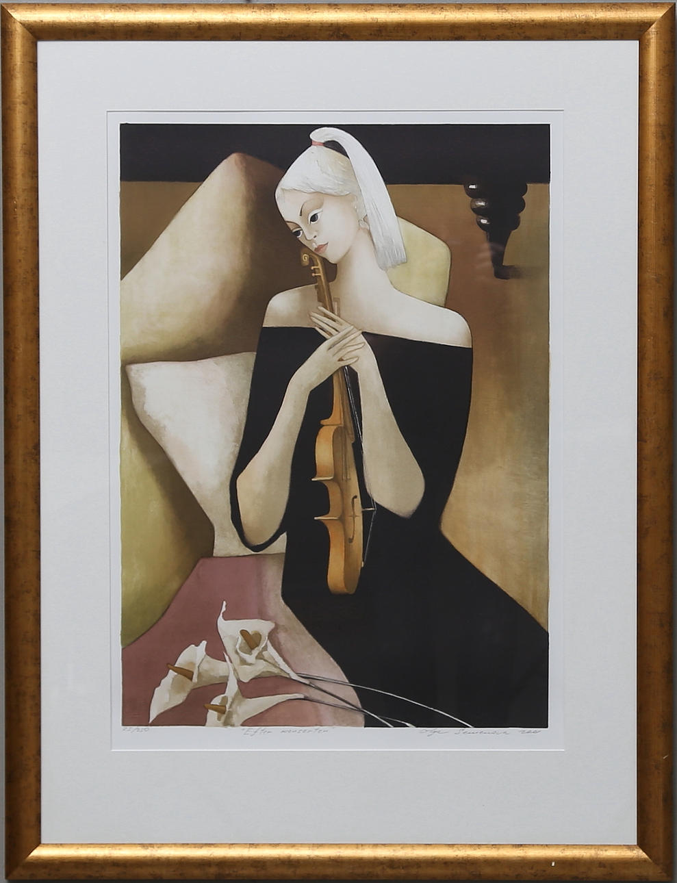 OLGA SEMENOVA. "Efter konserten". Färglitografi. Signerad, numrerad samt daterad 2001.