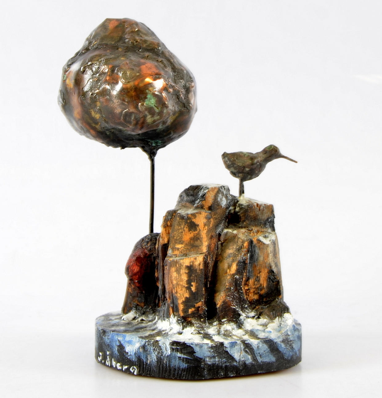 SKULPTUR, trä och metall, Jan Åberg, Halmstad.