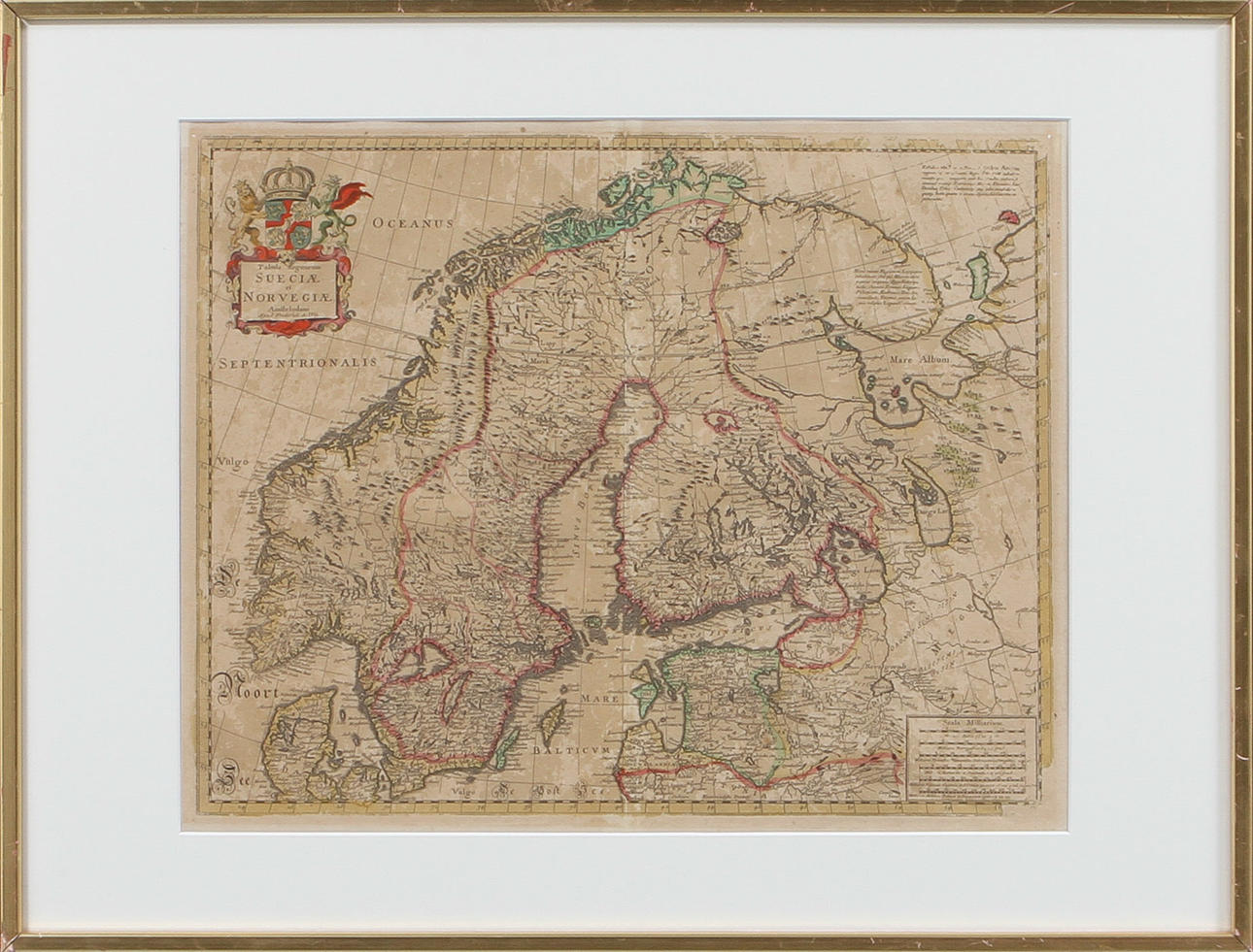 INRAMAD KARTA, kolorerad, Sueciae et Norvegiae, Frederic de Wit.