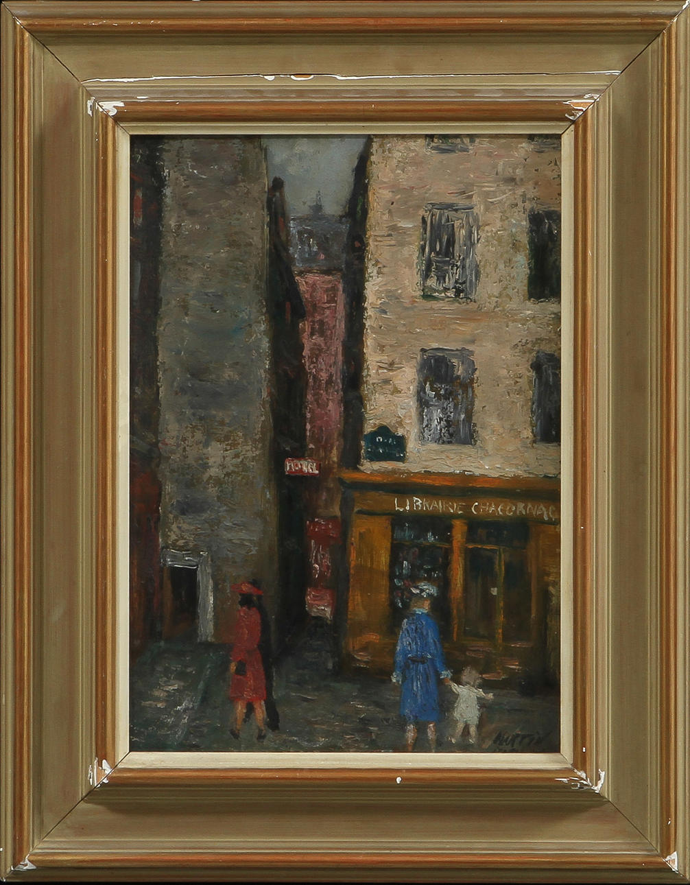 OIDENTIFIERAD KONSTNÄR. Parismotiv, olja på pannå, signerad Martin.