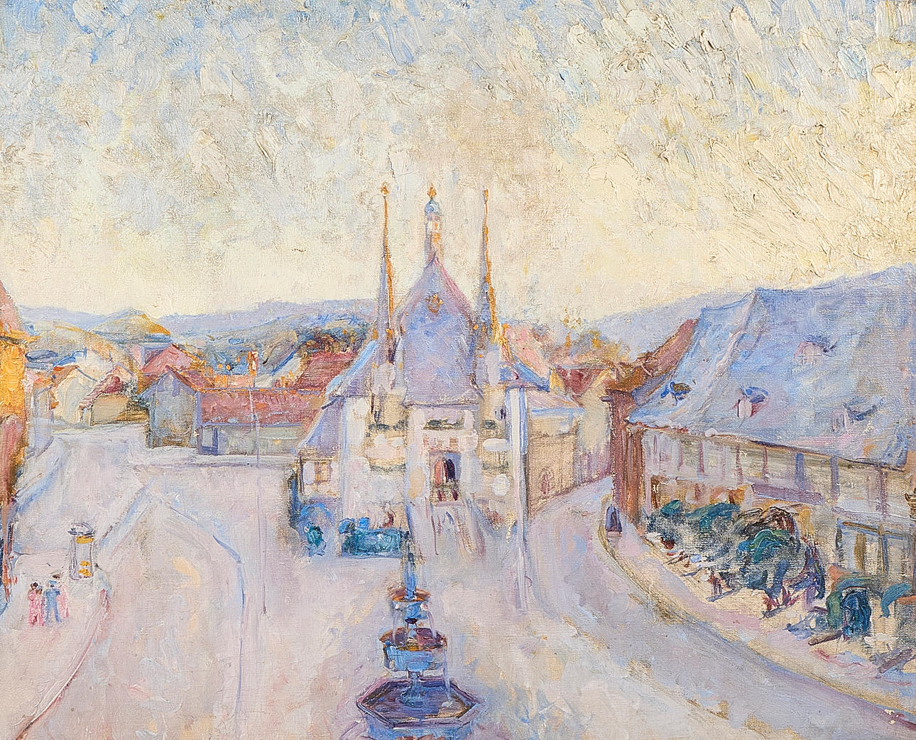 OIDENTIFIERAD KONSTNÄR. Oil painting, village motif, French canvas, first half of the 20th century.