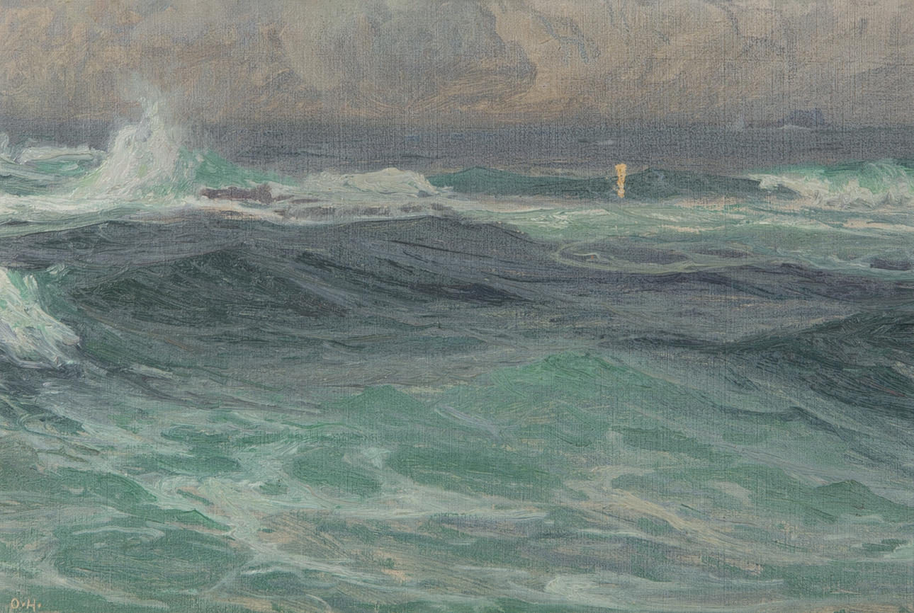 OSCAR HULLGREN. Himmel och hav, olja på duk, monogramsignerad O.H.