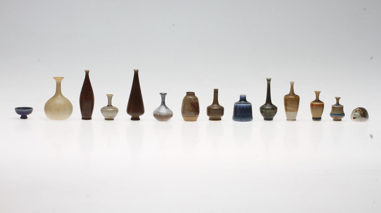 VASER samt SKÅL, keramik, 14 st. Miniatyrer, Bland annat John Andersson, höganäs samt Carl Harry Stålhane, Rörstrand.