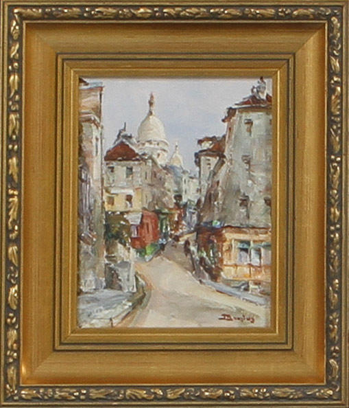 JULIEN BROSIUS. Stadsmotiv, olja på pannå, sign.