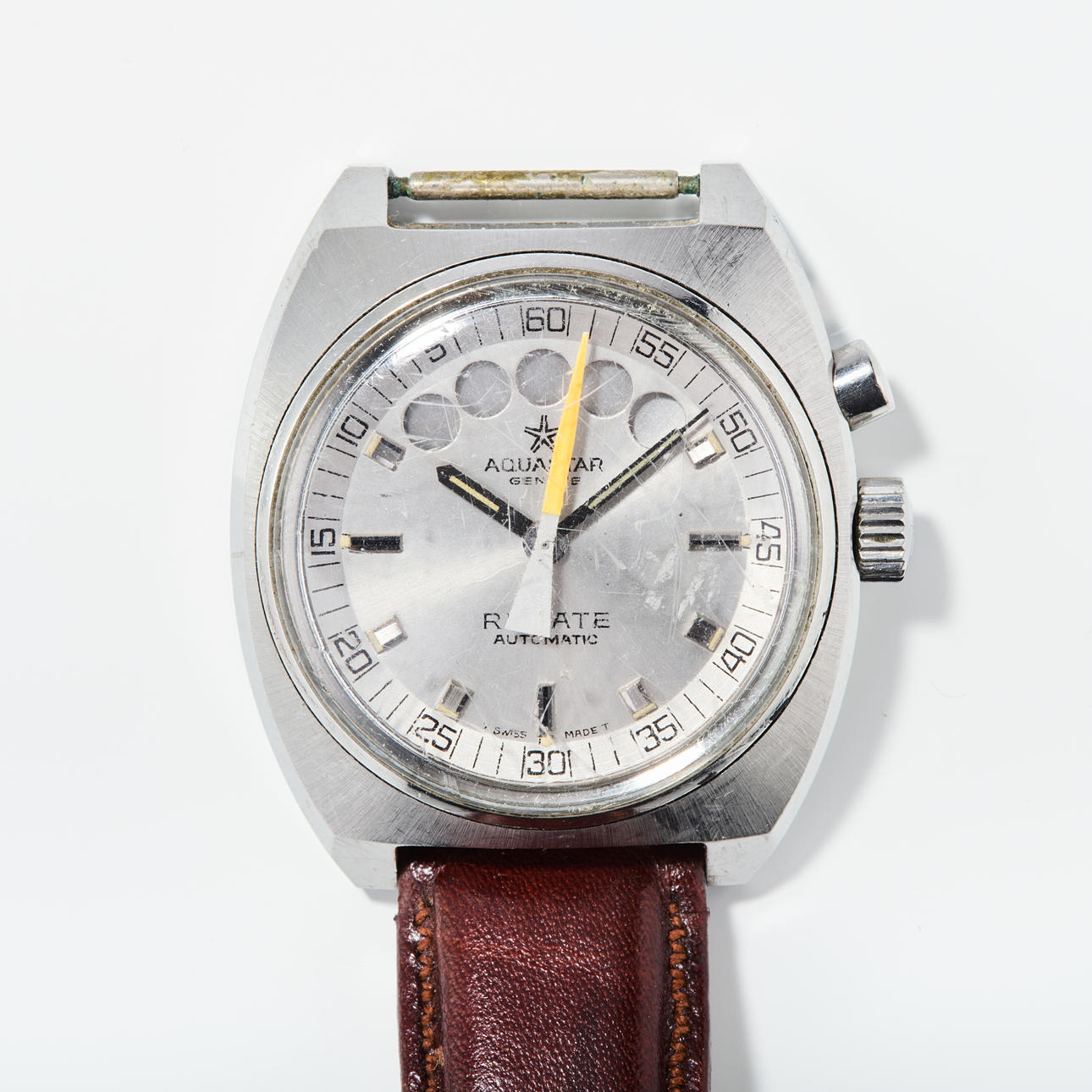 AQUASTAR, Regate, seglarkronograf, armbandsur, 38,5 mm, stål, ca 1970