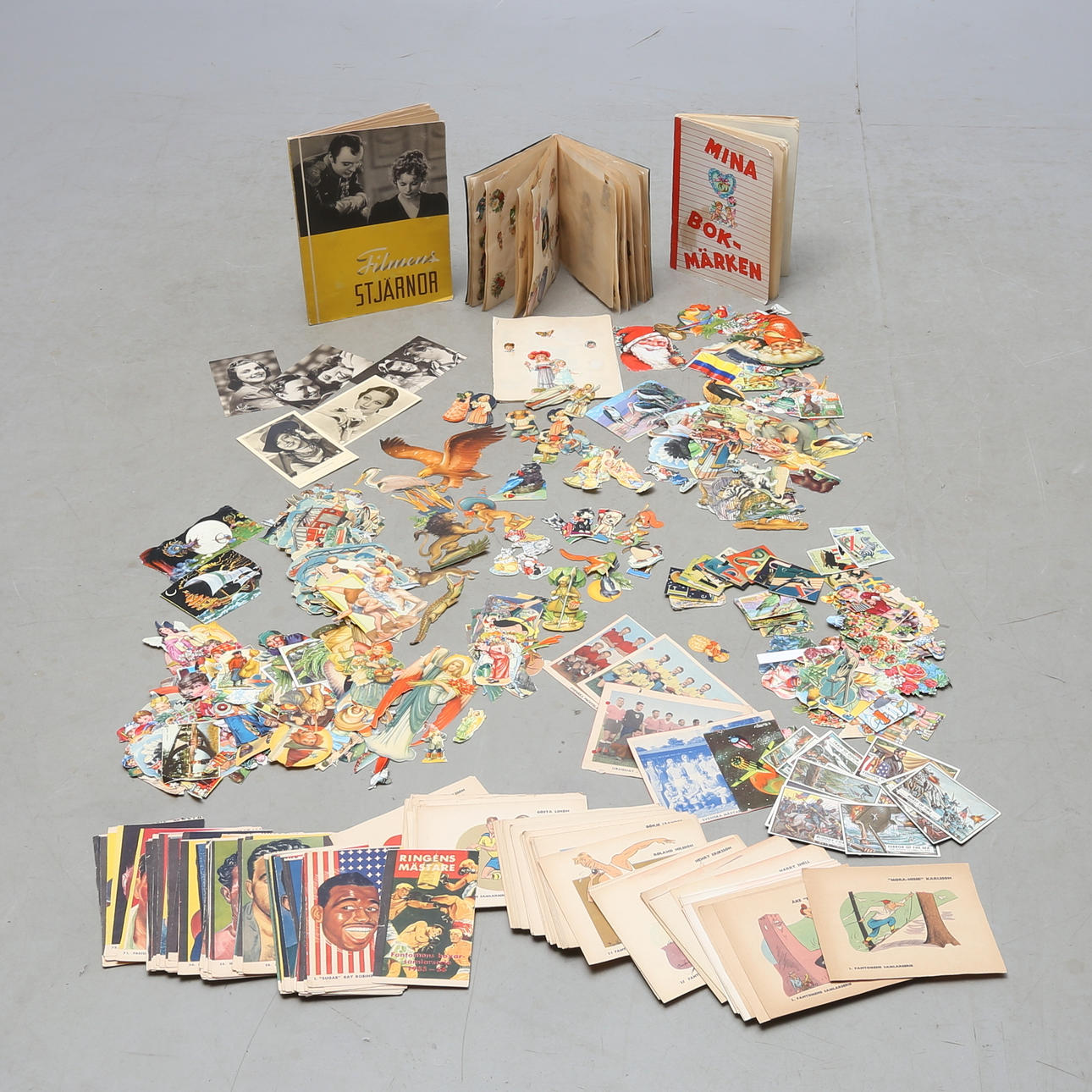 SAMLARBILDER m.m., filmstjärnor, vykort, idrottsmän, bokmärken.