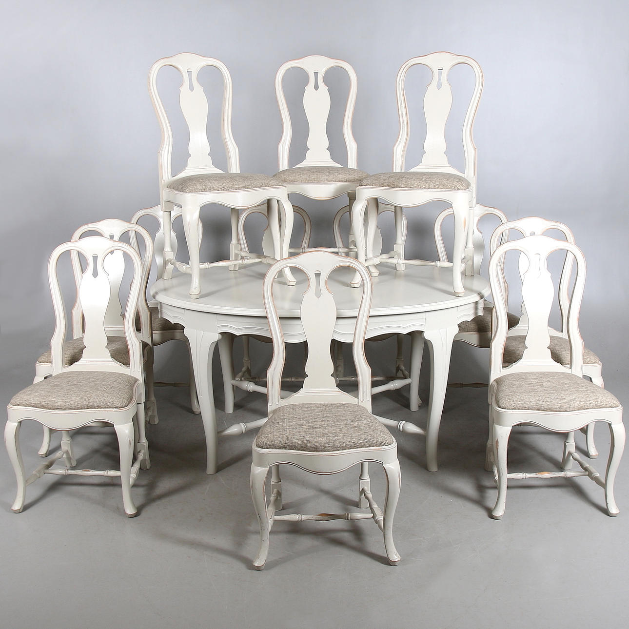 MATGRUPP, 13 st, senbarockstil, stolar ur serien "Gamla Sverige", Åmells Möbler, 1900-talets andra hälft.