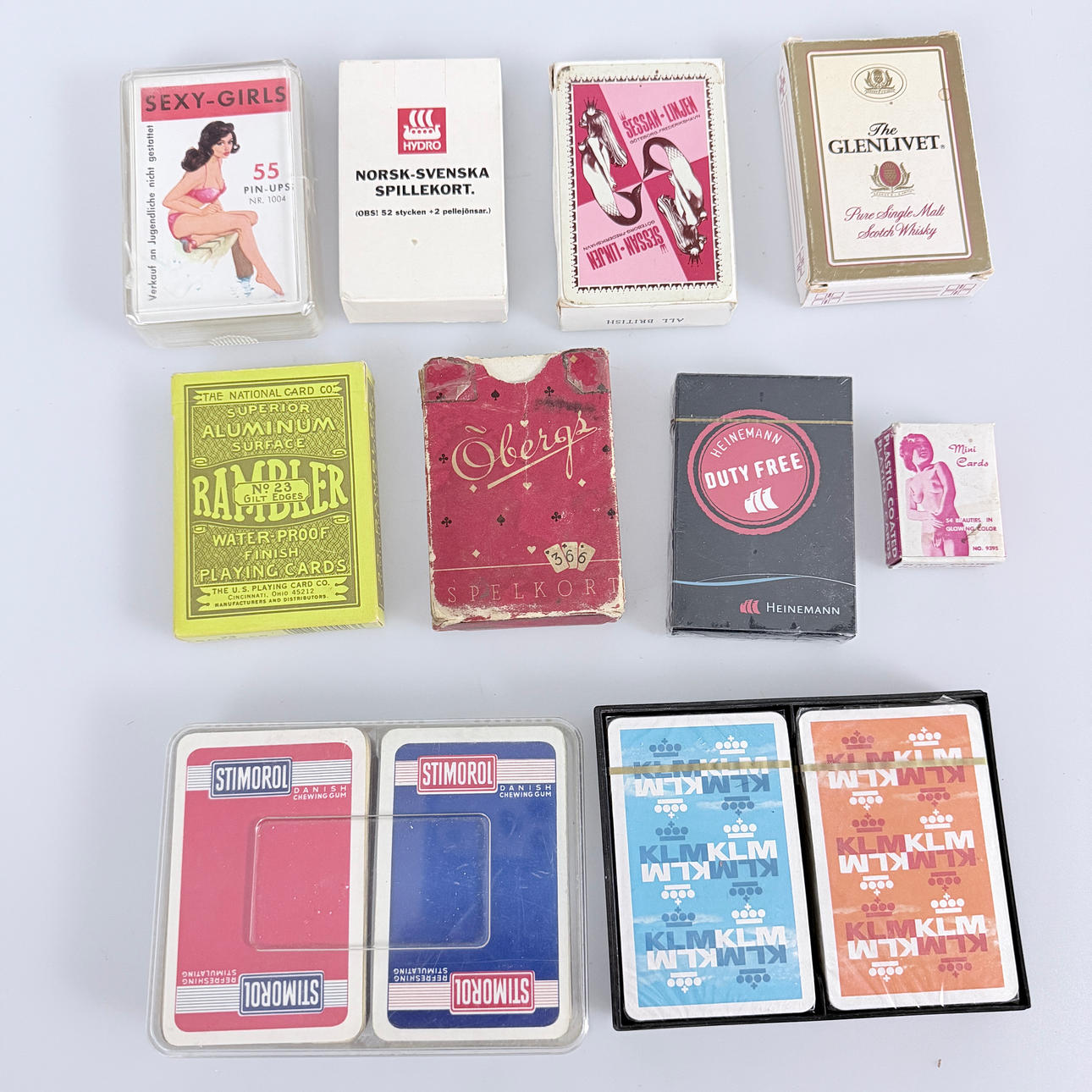 SPIELKARTEN, 10 Pck., u.a. 2 Sets "Pin UP", 20. Jh.