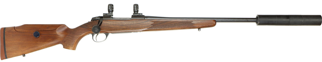 KULGEVÄR MED LJUDDÄMPARE, fabrikat Sako, modell 85 Hunter, kaliber .308W, tillv.nr 53675, se-nr SE2583396.