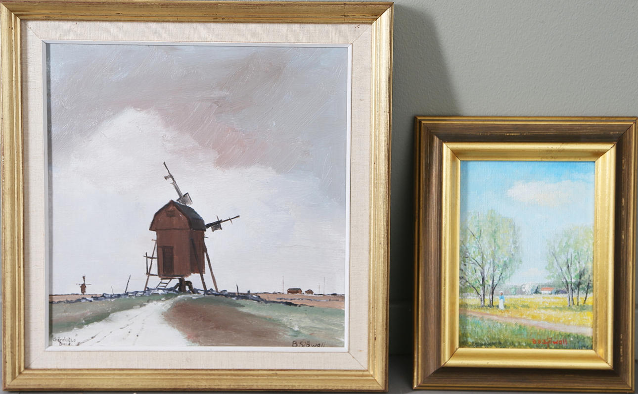 BERNDT OLOF SJÖWALL. Tavlor, 2 st, olja på pannå, signerade.