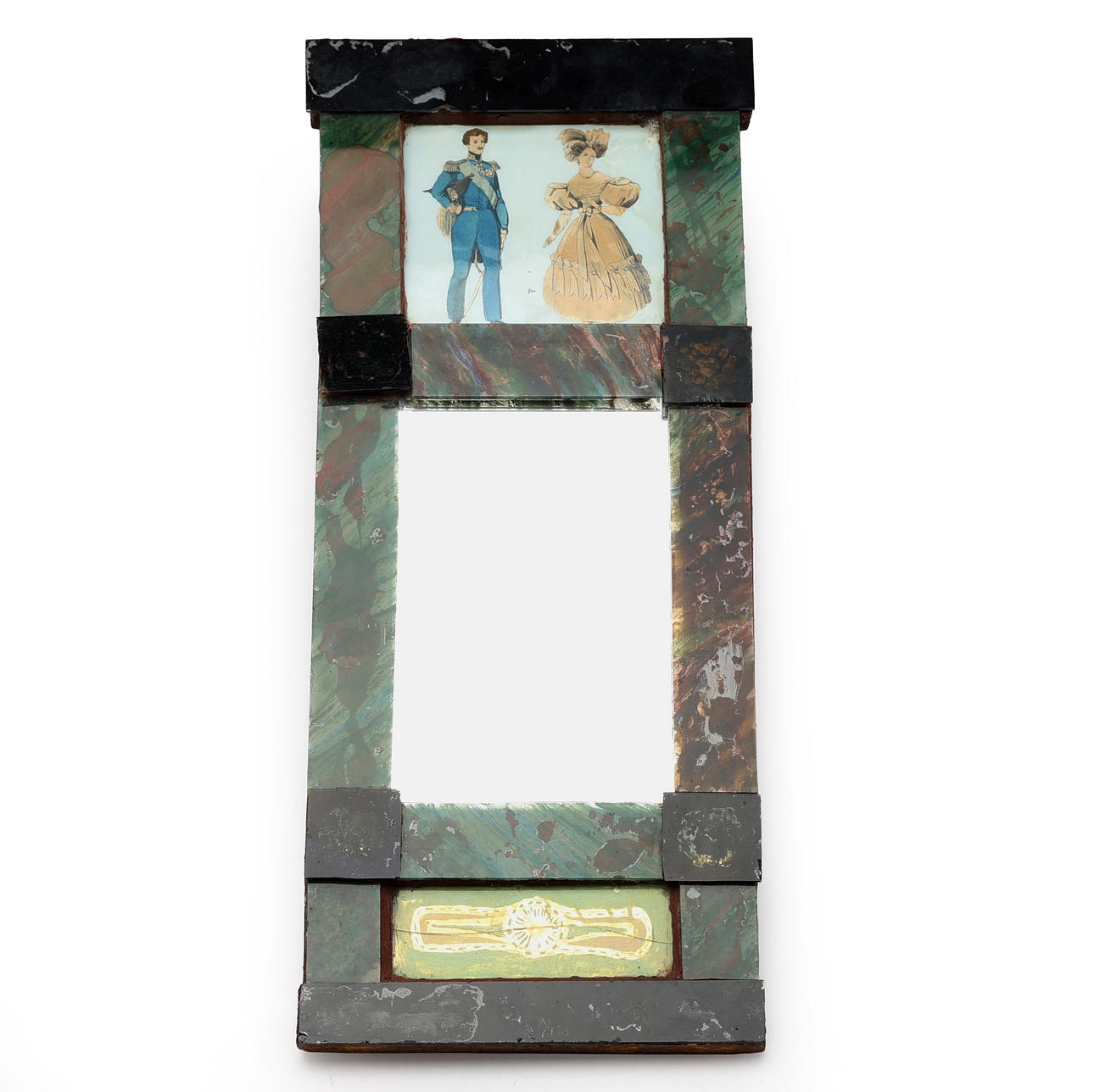 MIRROR, so-called glazier's mirror. 19th century.