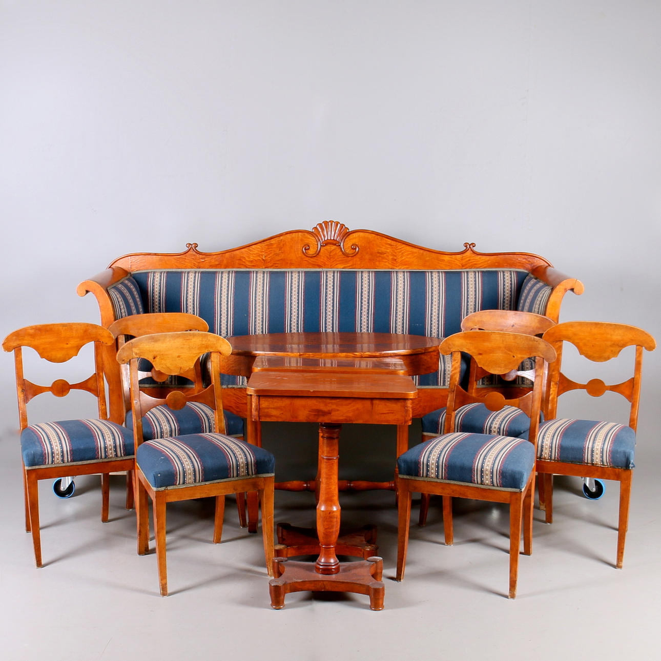 SALONGSMÖBEL, 10 delar, Karl Johan, 1800-talets första hälft.