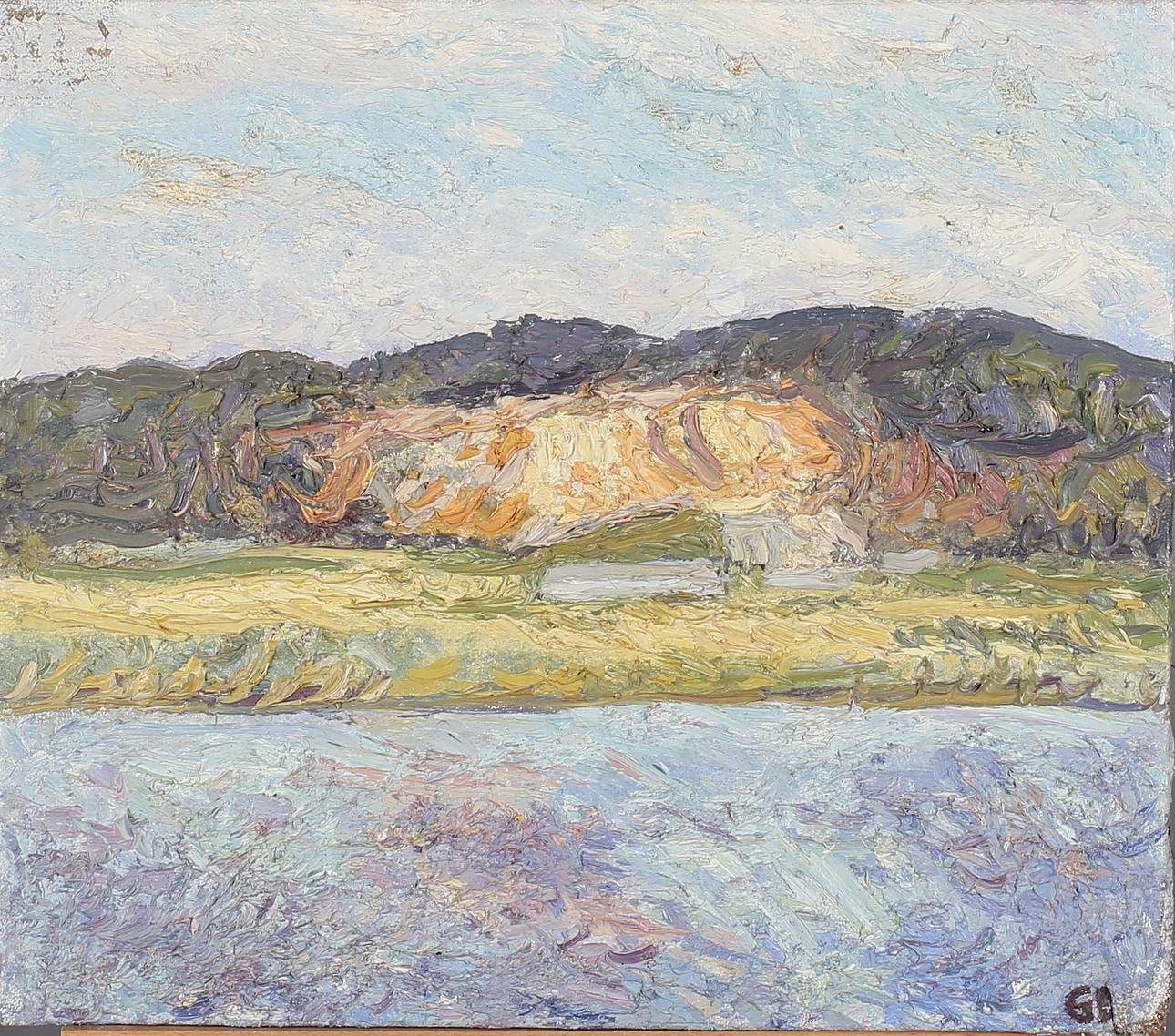 GUNNAR DAHLSTRAND. "Stenbrott vid Göta Älv", olja på duk, signerad GD.