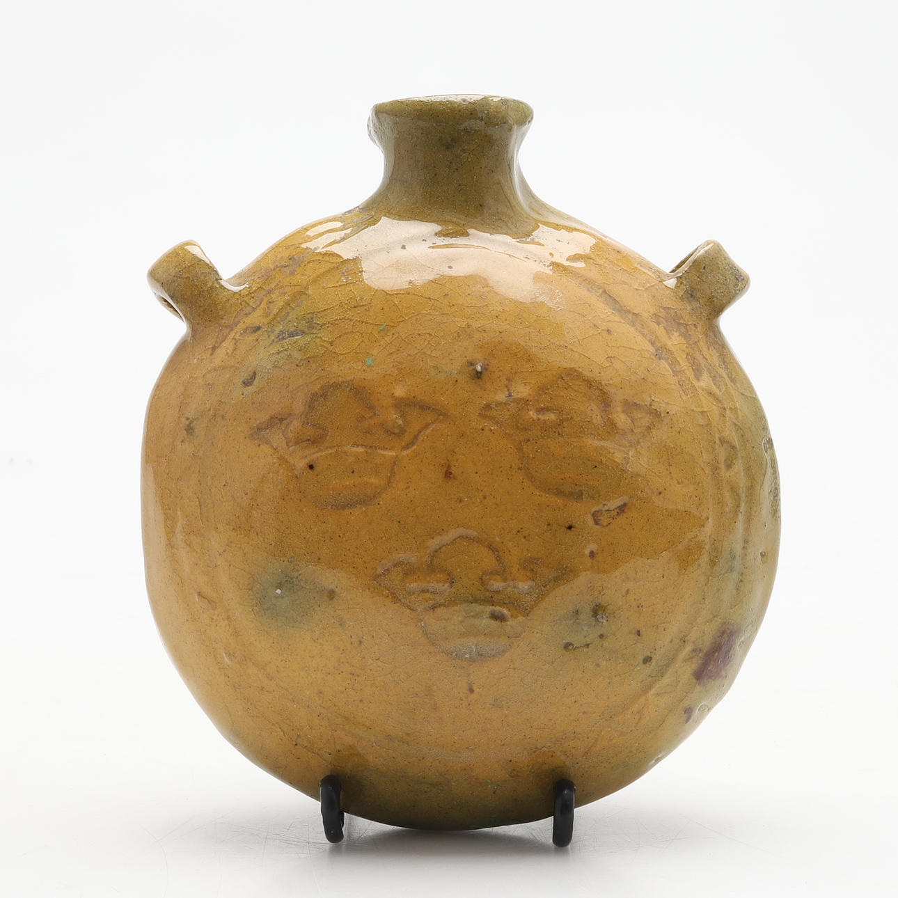 FLASK, ceramic. Marked with Three Crowns. 19th century.