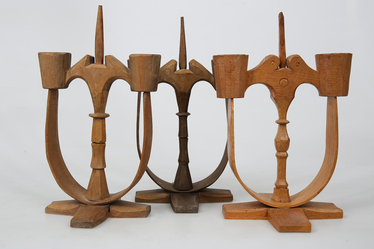 LJUSSTAKAR, trä, 3 stycken, signerade, Arvika.