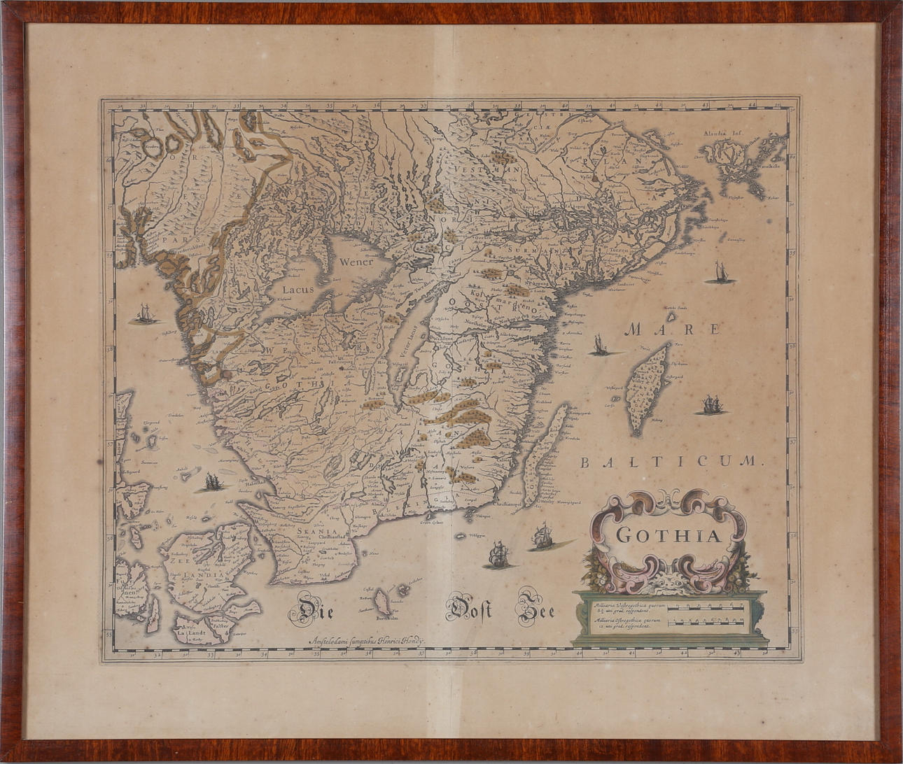 KARTA, grafiskt blad, henrici hondy, 1600-1700-tal.