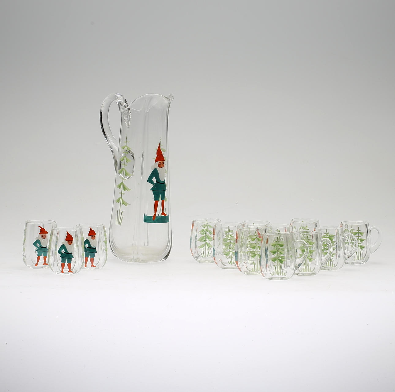 GLÖGGSERVIS, 14 delar, glas, 1900-talets första del.