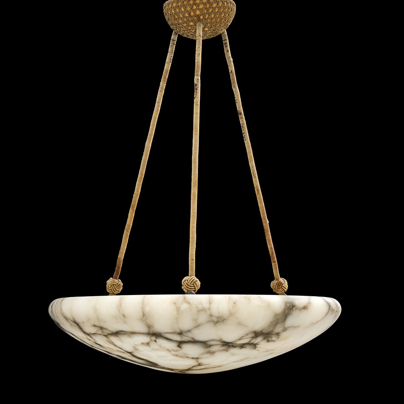 CEILING LAMP, alabaster, 3 light points, 1920s.