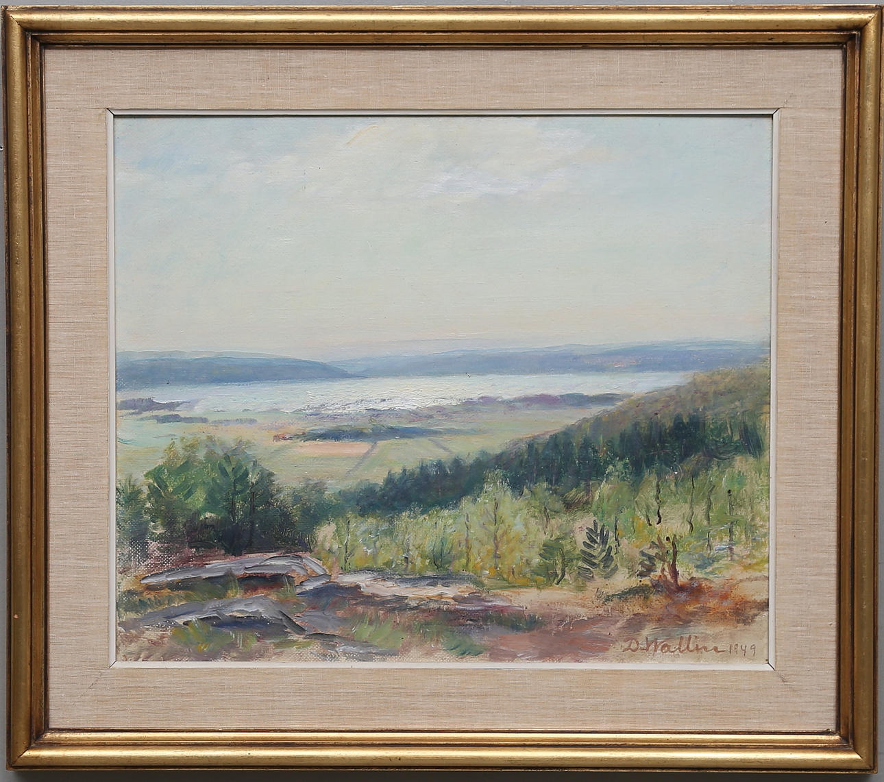DAVID WALLIN. "Ulricehamn". Olja på pannå. Signerad och daterad 1949.