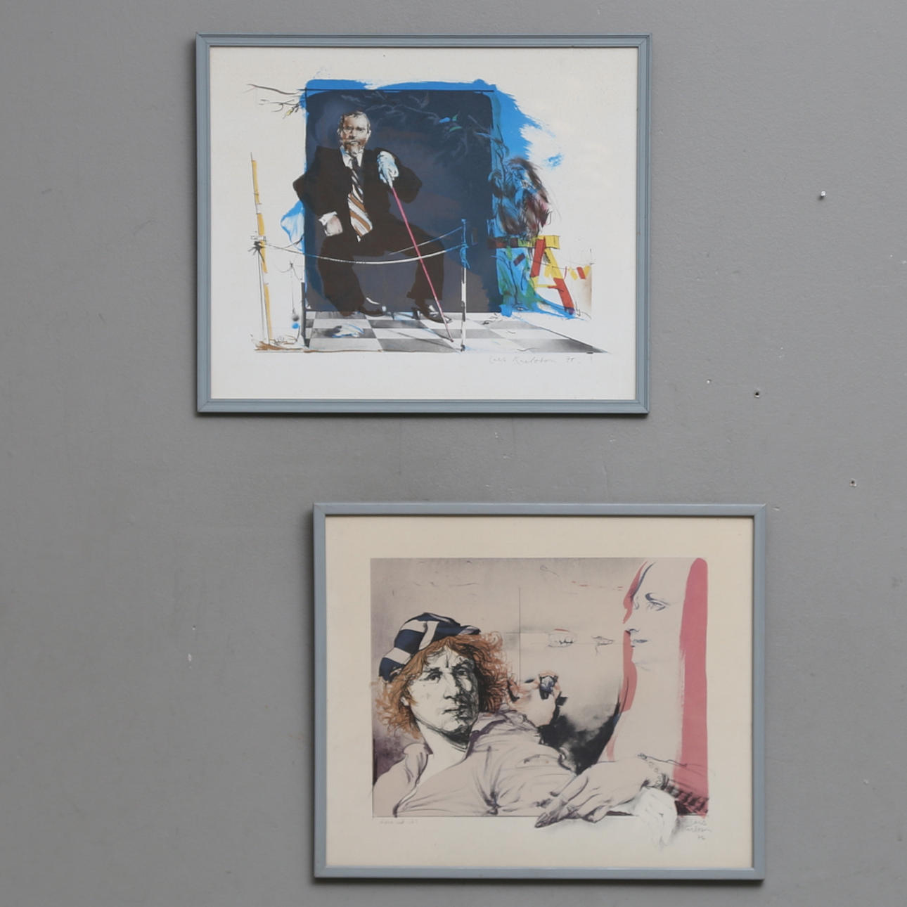 LARS KARLSSON FROST. 2 st. Färglitograferi, signerade och daterade -78 och -76.