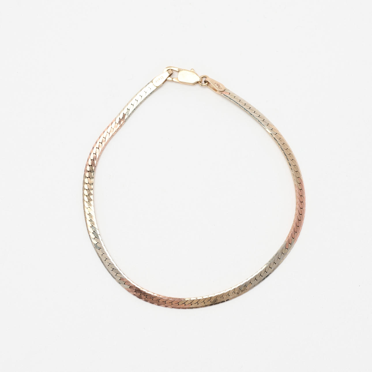 ARMBAND, 10K trefärgat guld, Italien.
