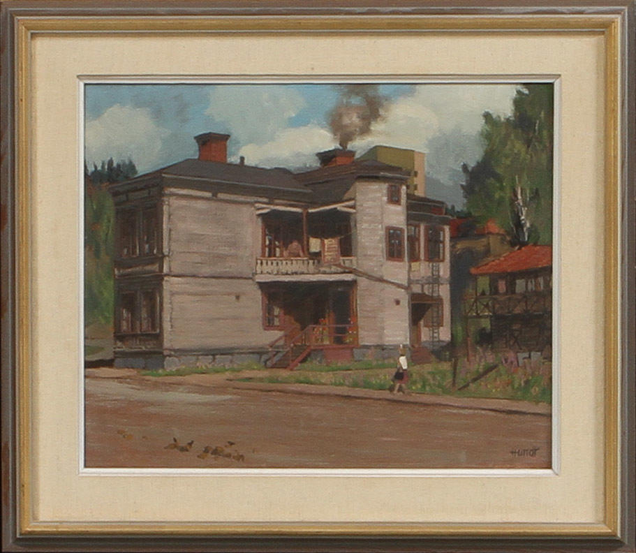 WILHELM FRIEDRICH HUNDT. Norrmalm, "Feinsteins hus", olja på pannå, sign.