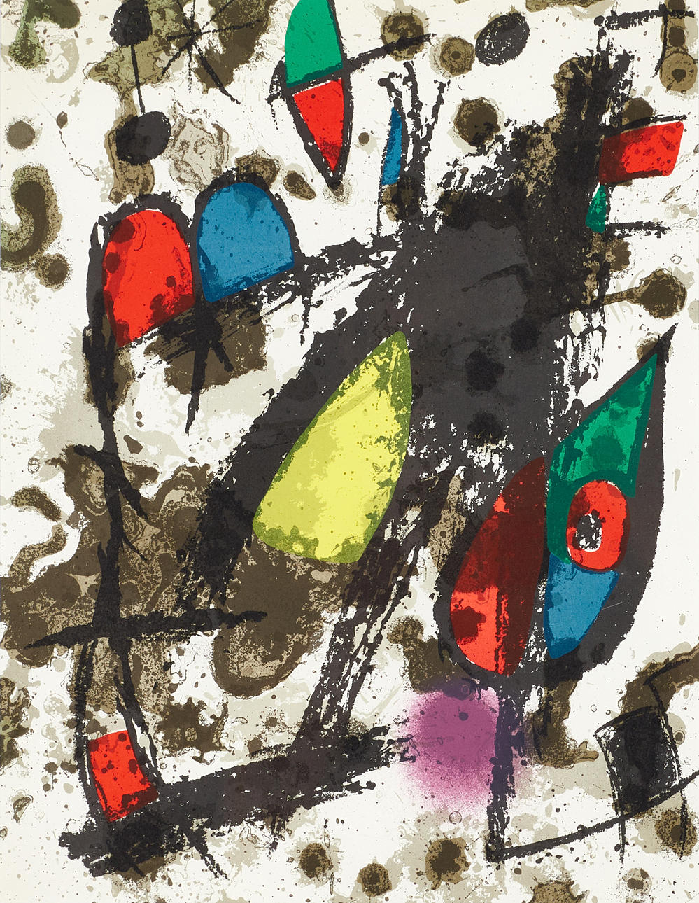 JOAN MIRÓ (Spanien, 1893-1983), Komposition, färglitografi, 1975, Mourlot 1036