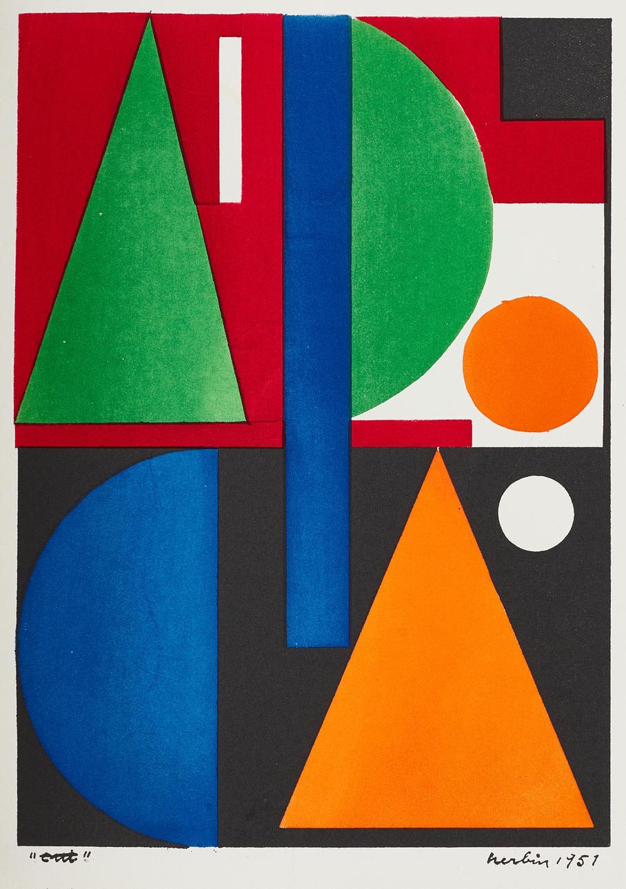AUGUSTE HERBIN (Frankrike, 1882-1960), efter, "Oui", signerad och daterad 1951 i trycket, pochoir