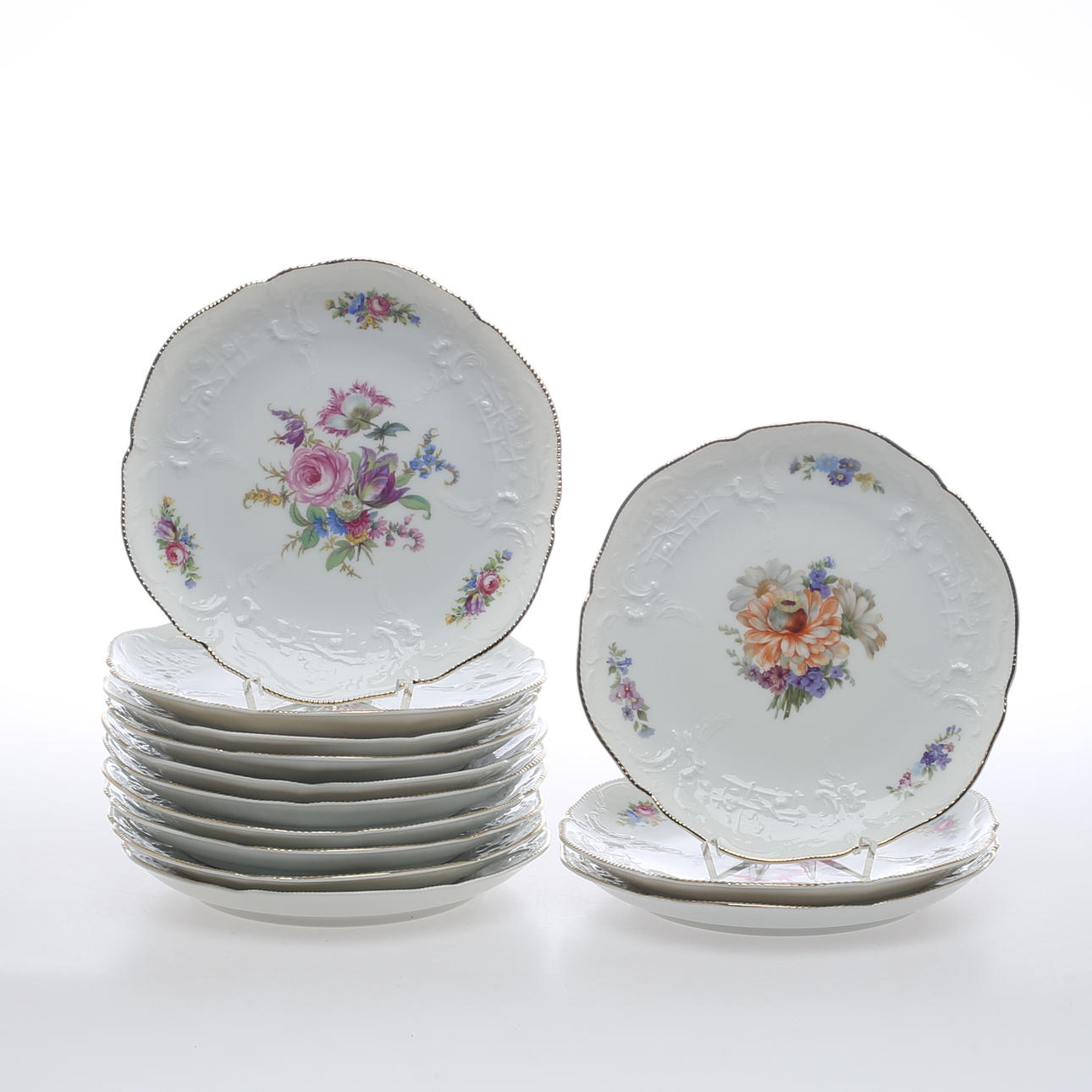 FRUKTASSIETTER, 13 st, porslin, "Sanssouci", Rosenthal.