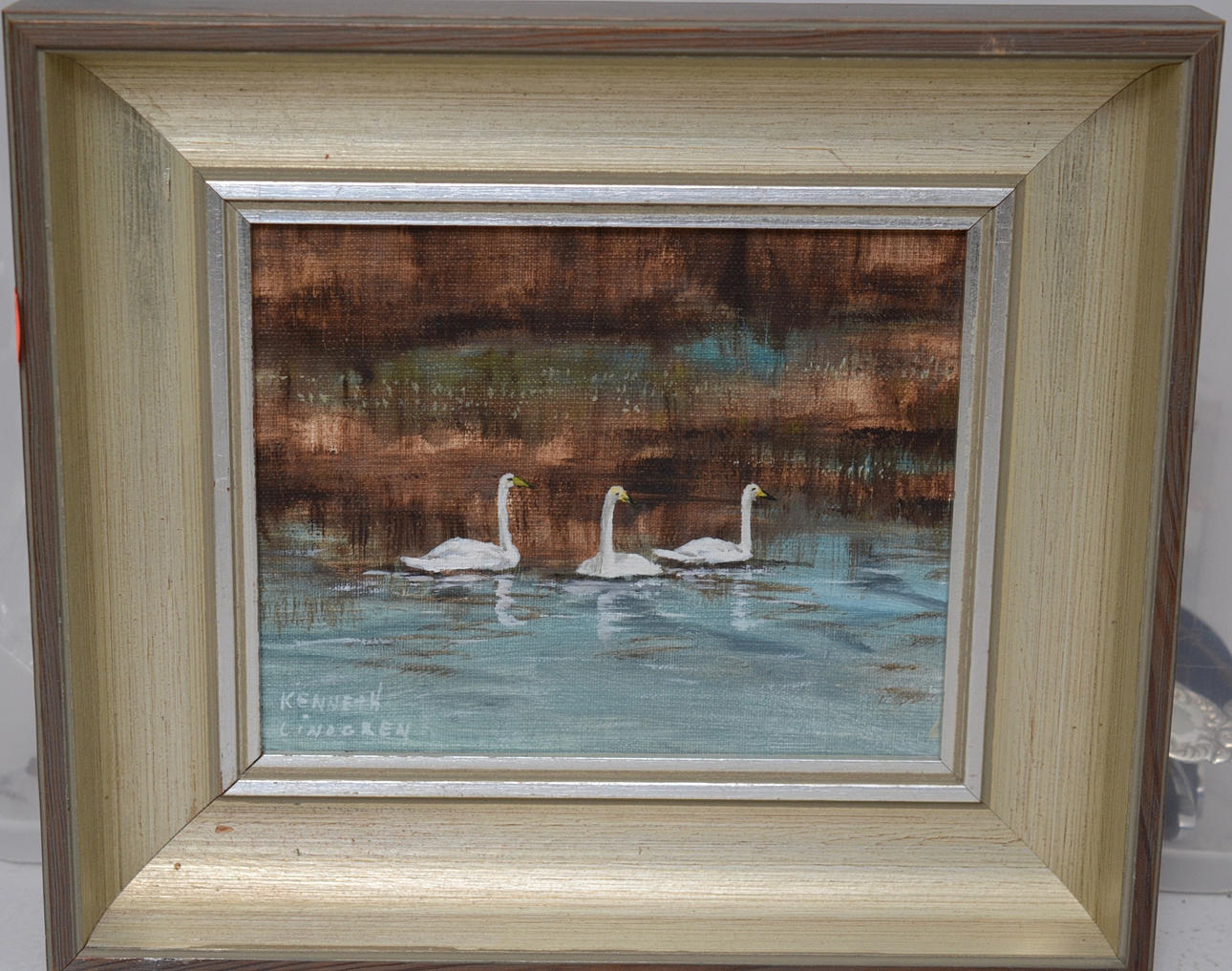 KENNETH LINDGREN. OLJA PÅ DUK. TRE ST. MÅLNINGAR.