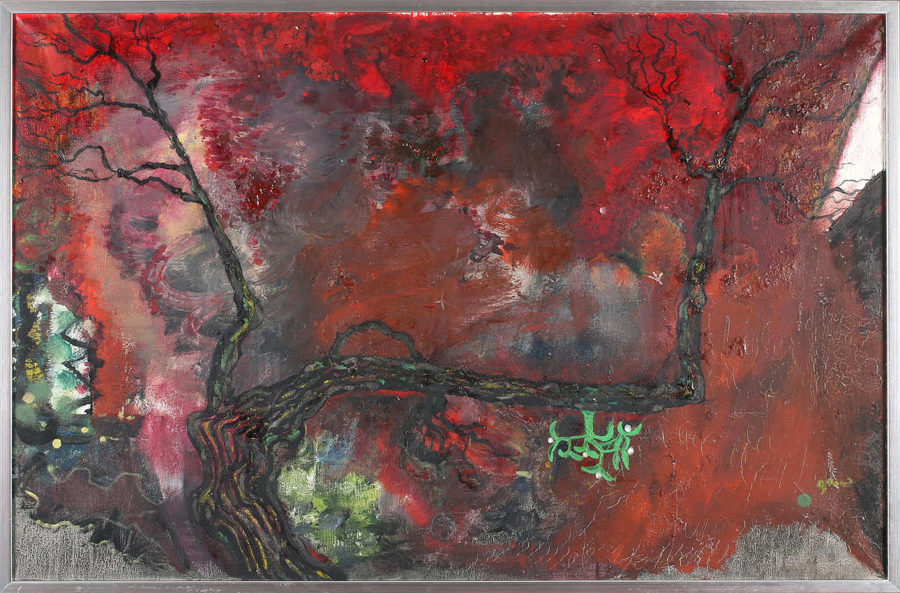 GEORGE SAND CHRISTIANSEN. "Portraet af min Mistelten", olja på duk, signerad och daterad 1972 a tergo.