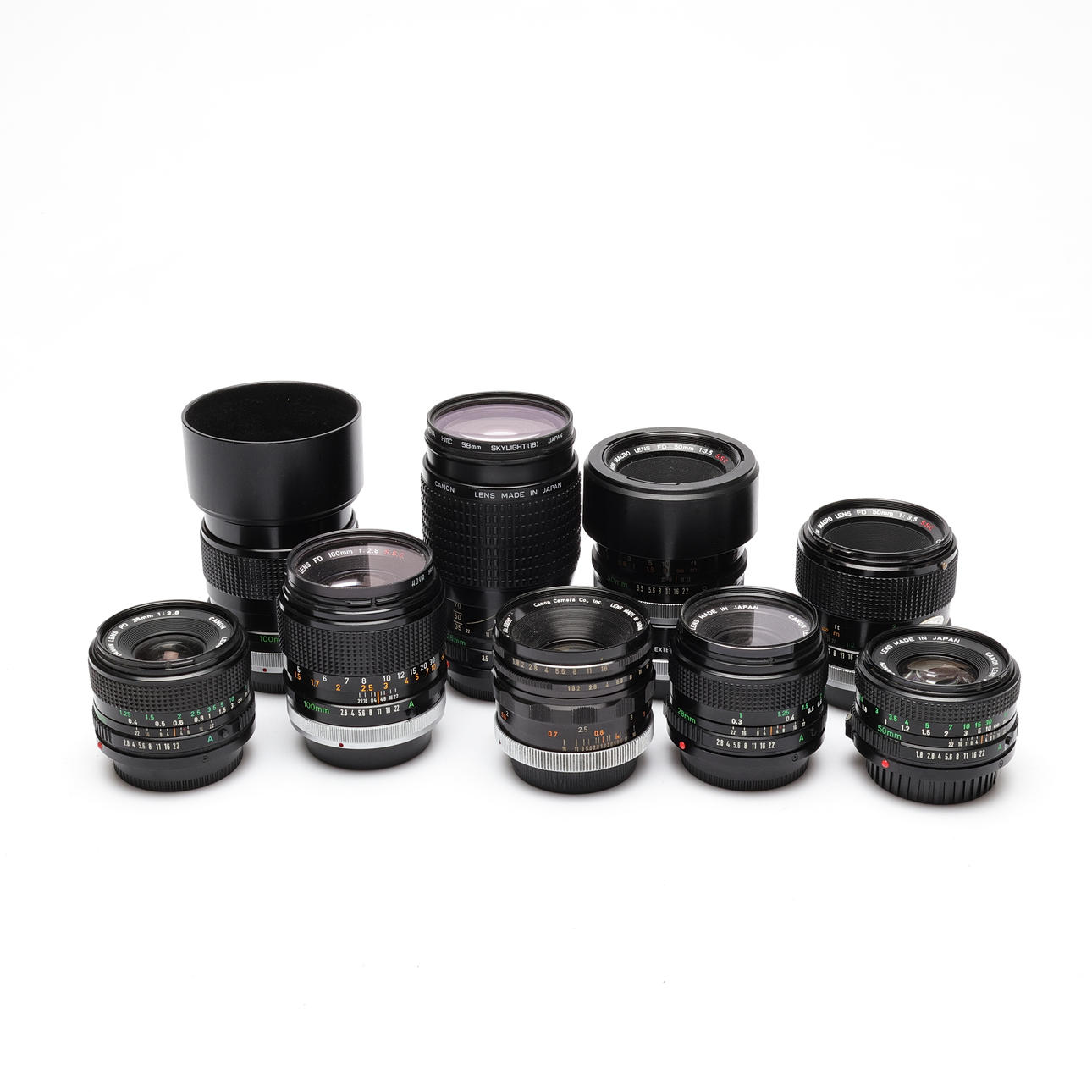 LENSES, 9 pcs, Canon, incl. FD 50mm.