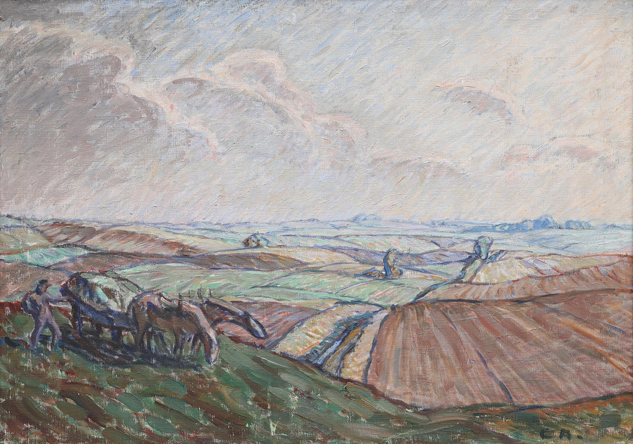 ESTER ALMQVIST. OIL ON CANVAS, LANDSCAPE, MONOGRAM SIGNED, 1926.